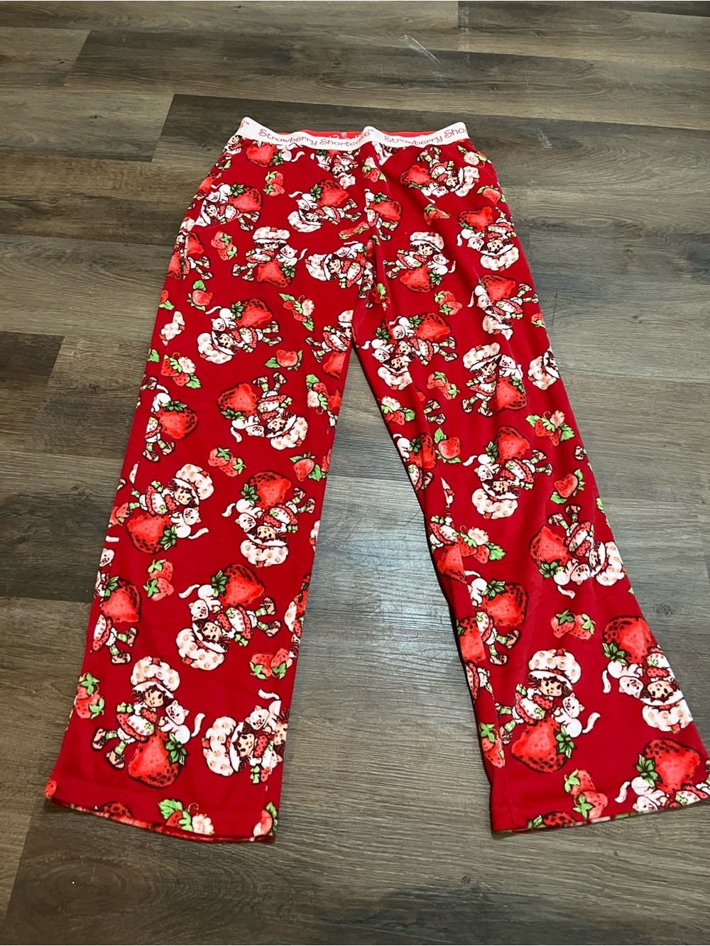Strawberry Shortcake Velour Sleep Pants | Red Print Pajama Pants | Size S (4–6)
